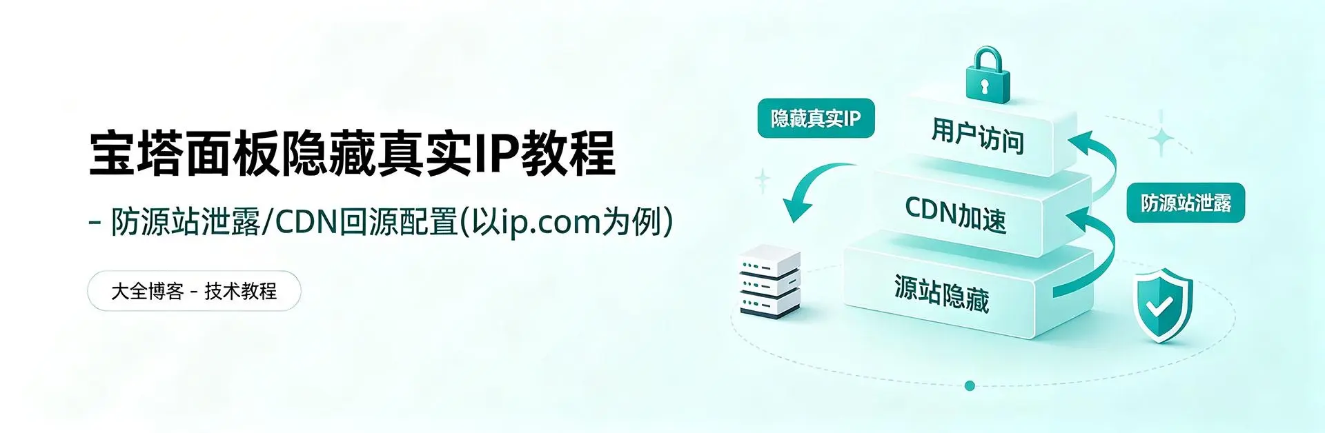 宝塔面板隐藏真实IP教程 - 防源站泄露/CDN回源配置(以ip.com为例)